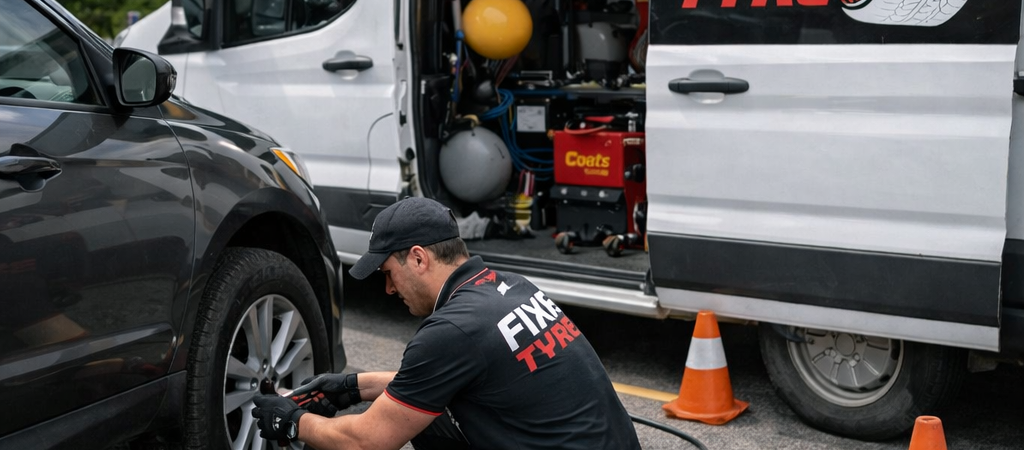 Mobile tyre puncture repair service in Dubai – 24/7 emergency flat tyre assistance by Fix A Tyre