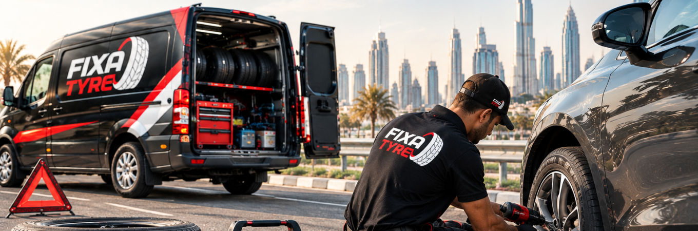 Emergency tyre repair in Dubai after sudden tyre failure